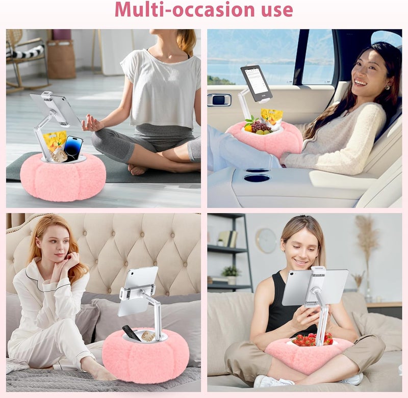 CreaDream Pumpkin Tablet Pillow Stand Holder for Kindle iPad, Adjustable Phone Pillow Stand for Lap Bed with Detachable Snack Bowl, Compatible with 4.7"-13" Tablet, iPad, iPhone, Samsung Tabs, Kindle - Image 5